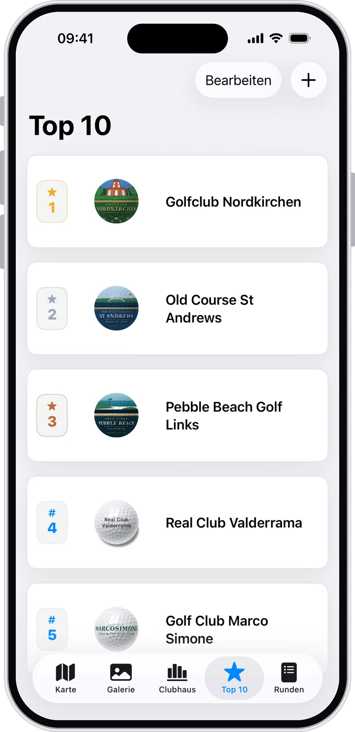 Top 10 mit Nordkirchen, St Andrews und Pebble Beach
